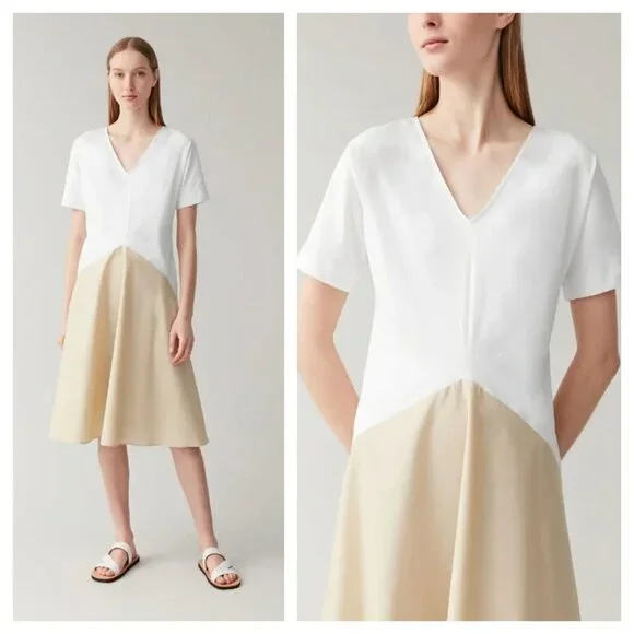 COS | Dresses | Cos Draped Panel Cotton Jersey Dress Knee Length Two Tone White Beige Size Xs | Poshmark COS | Dresses | Cos Draped Panel Cotton Jersey Dress Knee Length Two Tone White Beige Size Xs | Poshmark